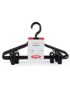 1203020  Children Hanger With Clip 3 Pcs. Black