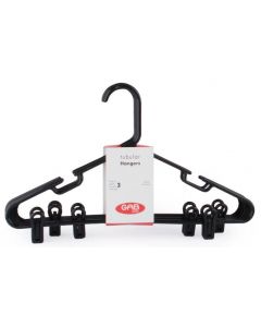 1213020 Adult Hanger With Clip 3 Pcs. Black