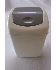 4031062 Wastebasket Flip Top 6 Ltr. White Silver