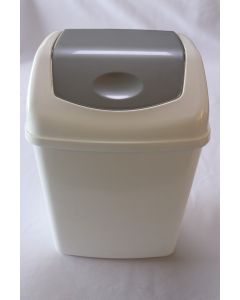 4032062 Wastebasket Flip Top 8 Ltr. White Silver