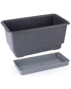 9121080 Rect. Flower Planter With Tray 30 Cm. Terra