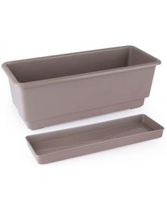 9123080  Rect. Flower Planter With Tray 40 Cm. Terra