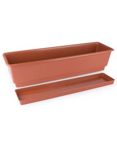 9125080 Rect. Flower Planter With Tray 60 Cm. Terra