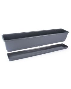9124080 Rect. Flower Planter With Tray 50 Cm. Terra