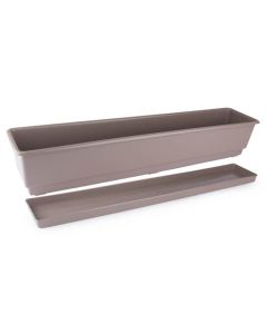 9126080 Rect. Flower Planter With Tray 80 Cm. Terra